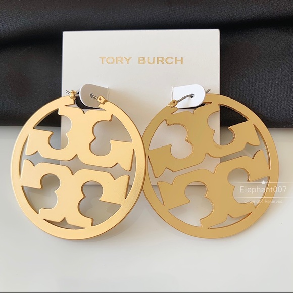 Tory Burch Jewelry - tory burch gold signature hoop earrings